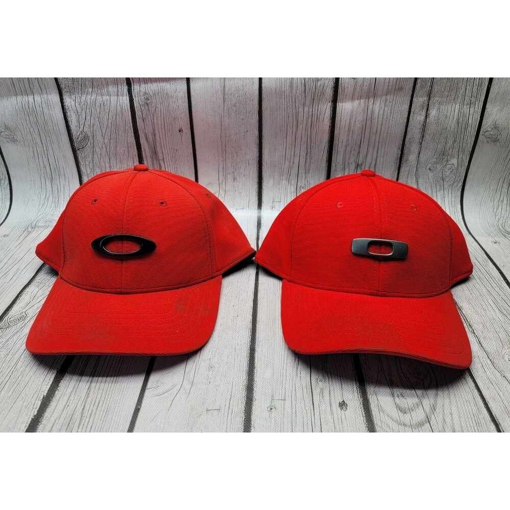 Oakley Metal 2.0 Gascan Tincap RED Cap Red S/M Fitted Hat DISCONTINUED Lot Of 2